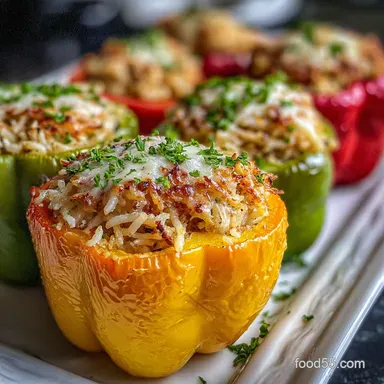 Stuffed Bell Peppers with Turkey and Rice: Ready in 45 Minutes Recipe Card
