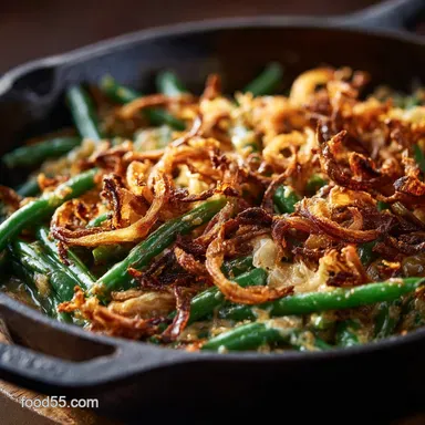 Green Bean Casserole: The Ultimate Recipe From Scratch with Crispy Shallots Recipe Card