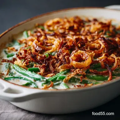 Green Bean Casserole from Scratch: Best Recipe with Crispy Shallots Recipe Card