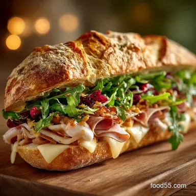 Italian Grinder Sandwich Warm Cheesy and Loaded with Creamy Salad Recipe Card