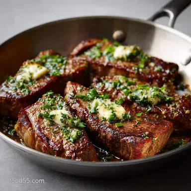The Ultimate PanSeared Garlic Butter Steak Recipes for Dinner Recipe Card