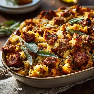 Sausage Stuffing: The Classic Sage Herb Thanksgiving Recipe Recipe Card