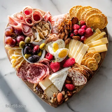 Valentines Day Charcuterie Board Idea with Cheese and Chocolate in 20 Minutes Recipe Card