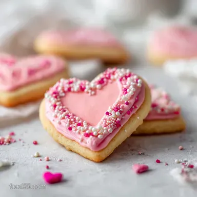 Cute Easy Valentines Day Cookie with Pink Icing for Baking: Velvety Crumb Recipe Card