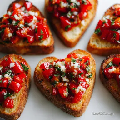 Valentines Day Appetizer and Food Idea with Roasted Red Peppers | Creamy Feta Recipe Card