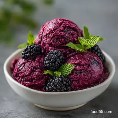 Mulberry Ice Cream with Coconut Milk Recipe Card