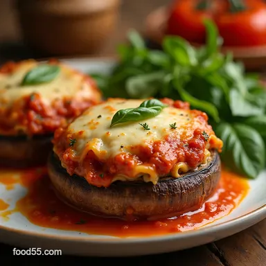 Veggie Lasagna Stuffed Portobello Mushrooms Cozy Weeknight Favorite Recipe Card