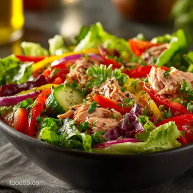 Heres a great way to VeggiePacked Mediterranean Tuna Salad Bowl Recipe Card