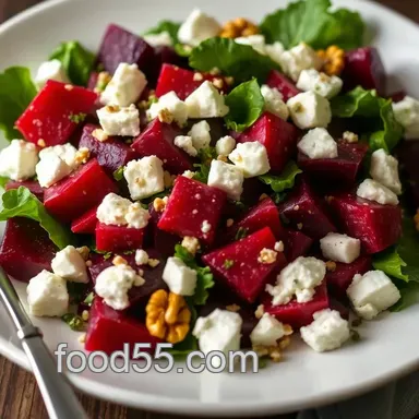 Easy Vibrant Beet and Feta Salad with Creamy Tahini Dressing Recipe Card