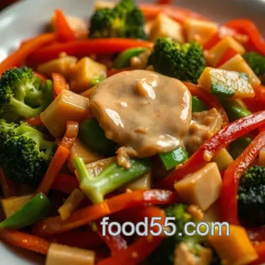 How to Make My Grandma's Delicious Vegetable Stir-Fry with Peanut Sauce Recipe Card