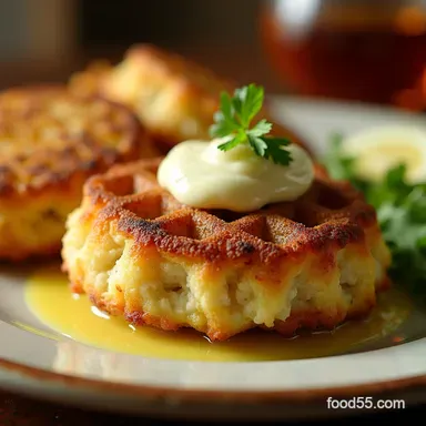 Waffled Crab Cakes with LemonHerb Aioli My GoTo Crisp Recipe Recipe Card