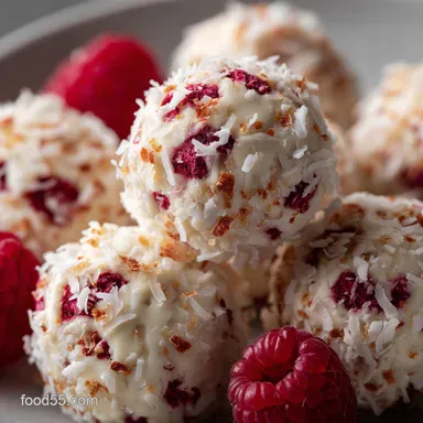 Effortlessly Easy White Chocolate Raspberry Energy Balls Recipe Card