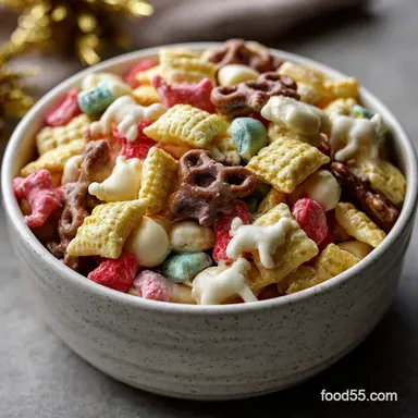 White Chocolate Reindeer Chow Recipe Easy Christma: Ultimate Christmas Snack Mix Recipe Card