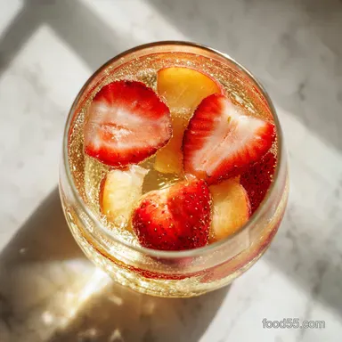 White Sangria Recipe with Prosecco and Fresh Strawberries Recipe Card