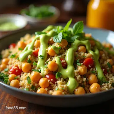 The Best Quinoa Chickpea and Avocado Salad with Zesty Dressing Recipe Card