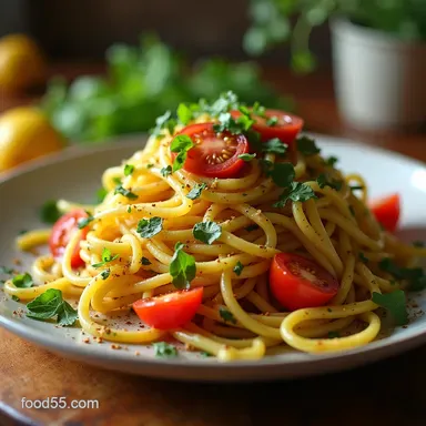 Summer Garden Zoodle Salad with Burst Tomato Vinaigrette Recipe Card