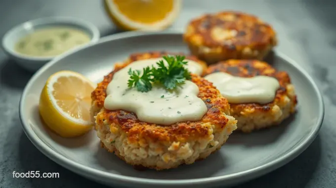 Crispy Imitation Crab Cakes with Zesty Lemon Dill Sauce