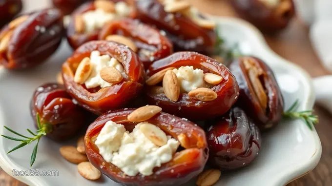 Stuffed Fresh Dates with Goat Cheese and Almonds