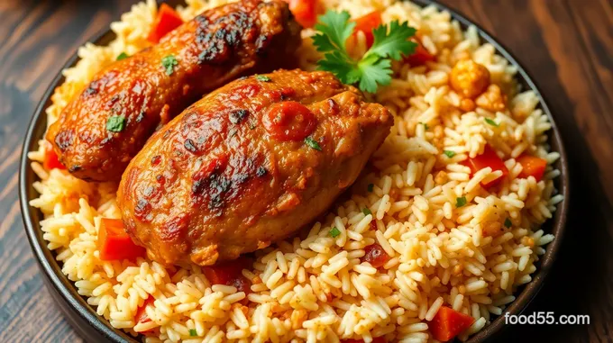 Ghanaian Jollof Rice with Roasted Chicken