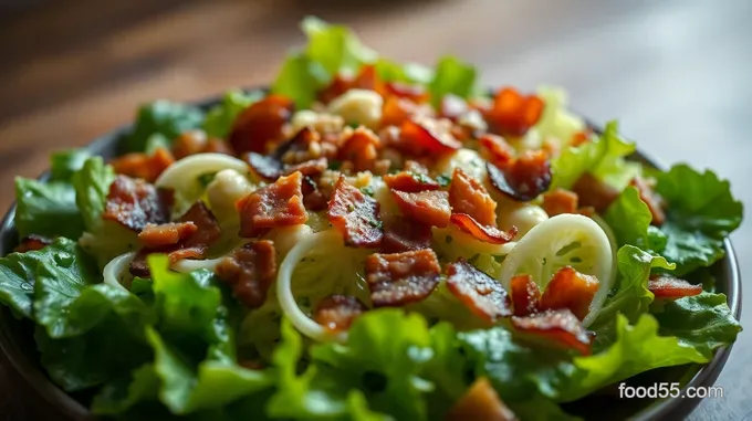 Warm Wilted Lettuce Salad with Bacon and Garlic