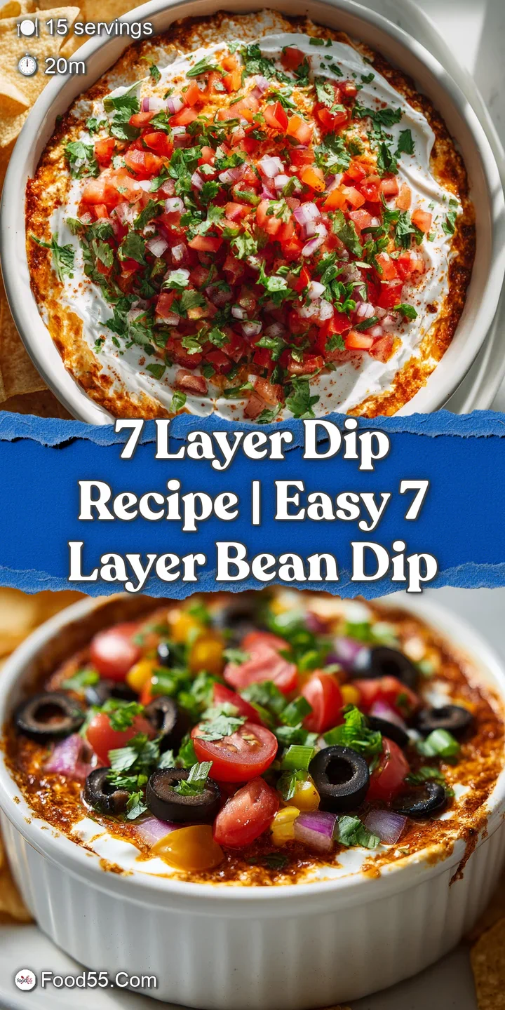 Close-up of fresh 7-layer dip showing creamy guacamole, bright tomatoes, and shredded cheese with a sprinkle of green onions.