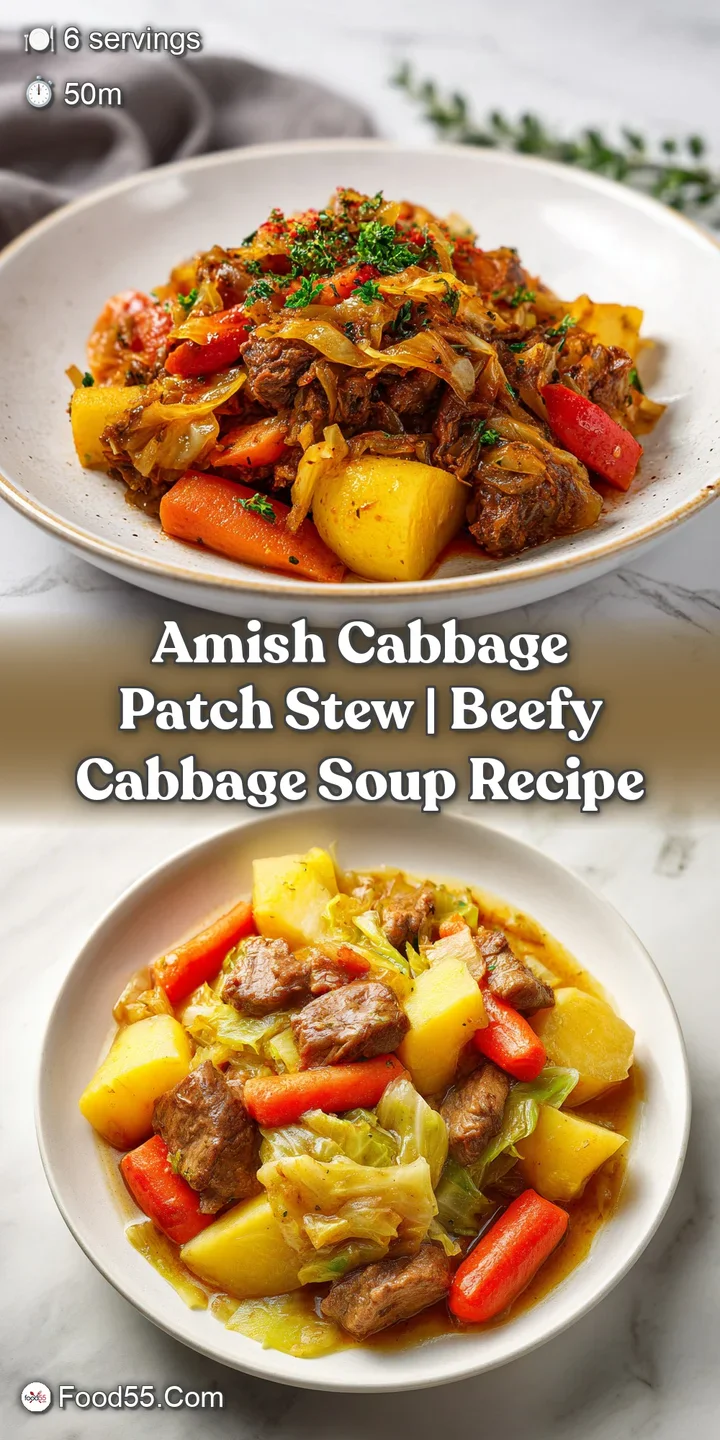 Close-up of tender, translucent cabbage and soft potato chunks glistening in a warm, savory vegetable broth.