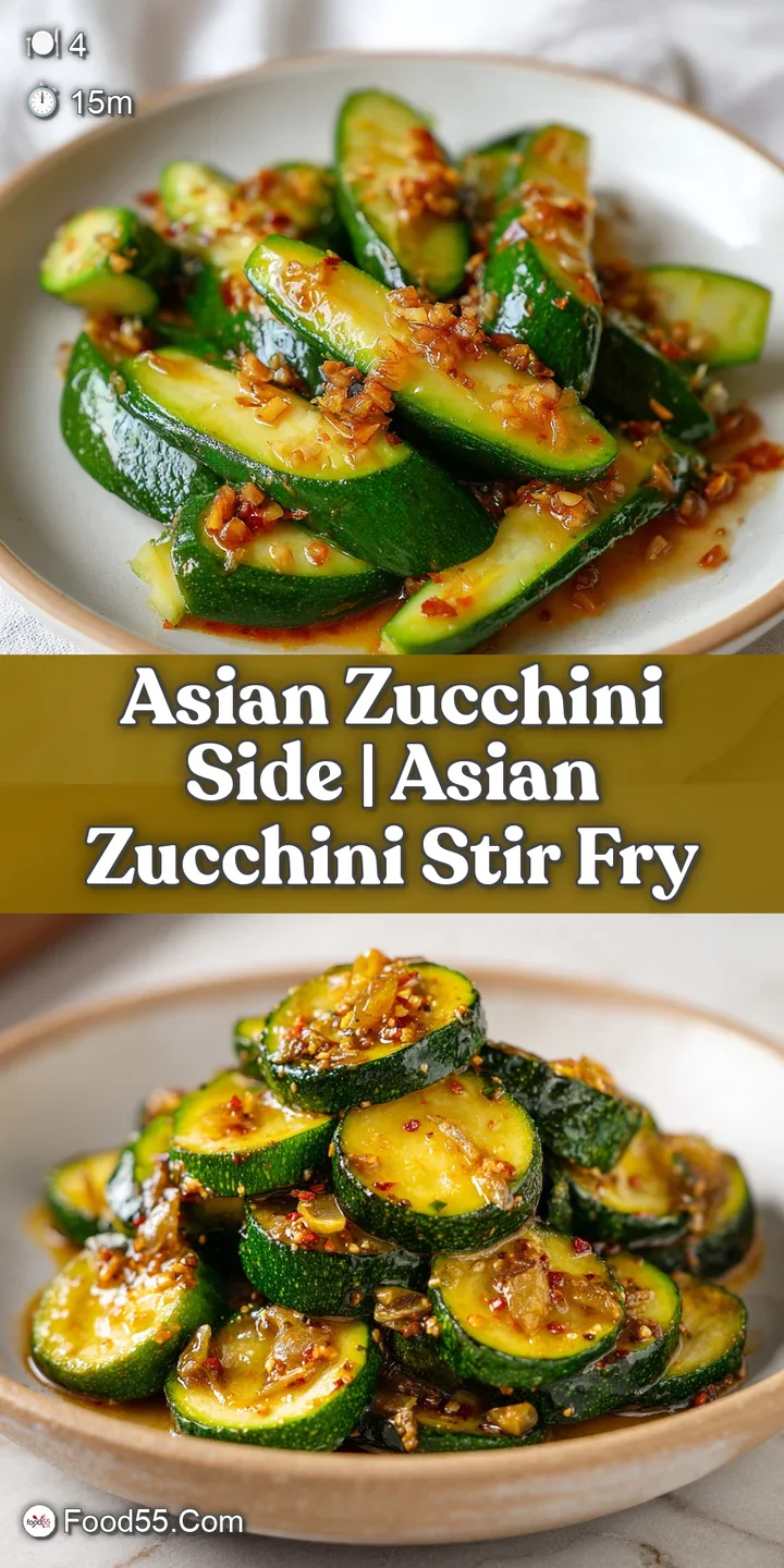 Macro shot of tender, glazed zucchini rounds with a shimmering savory sauce and sprinkled white sesame seeds.
