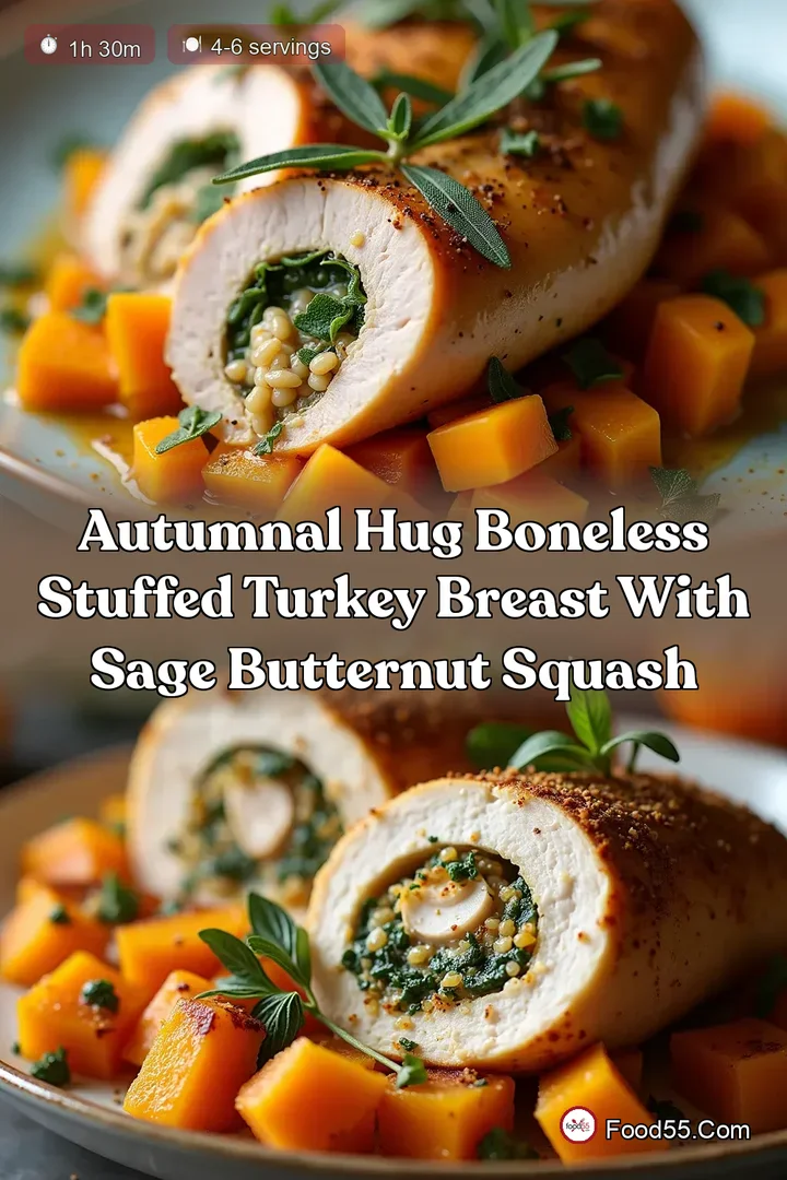 Autumnal Hug Boneless Stuffed Turkey Breast with Sage Butternut Squash