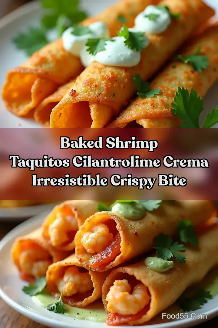 Baked Shrimp Taquitos CilantroLime Crema Irresistible Crispy Bite