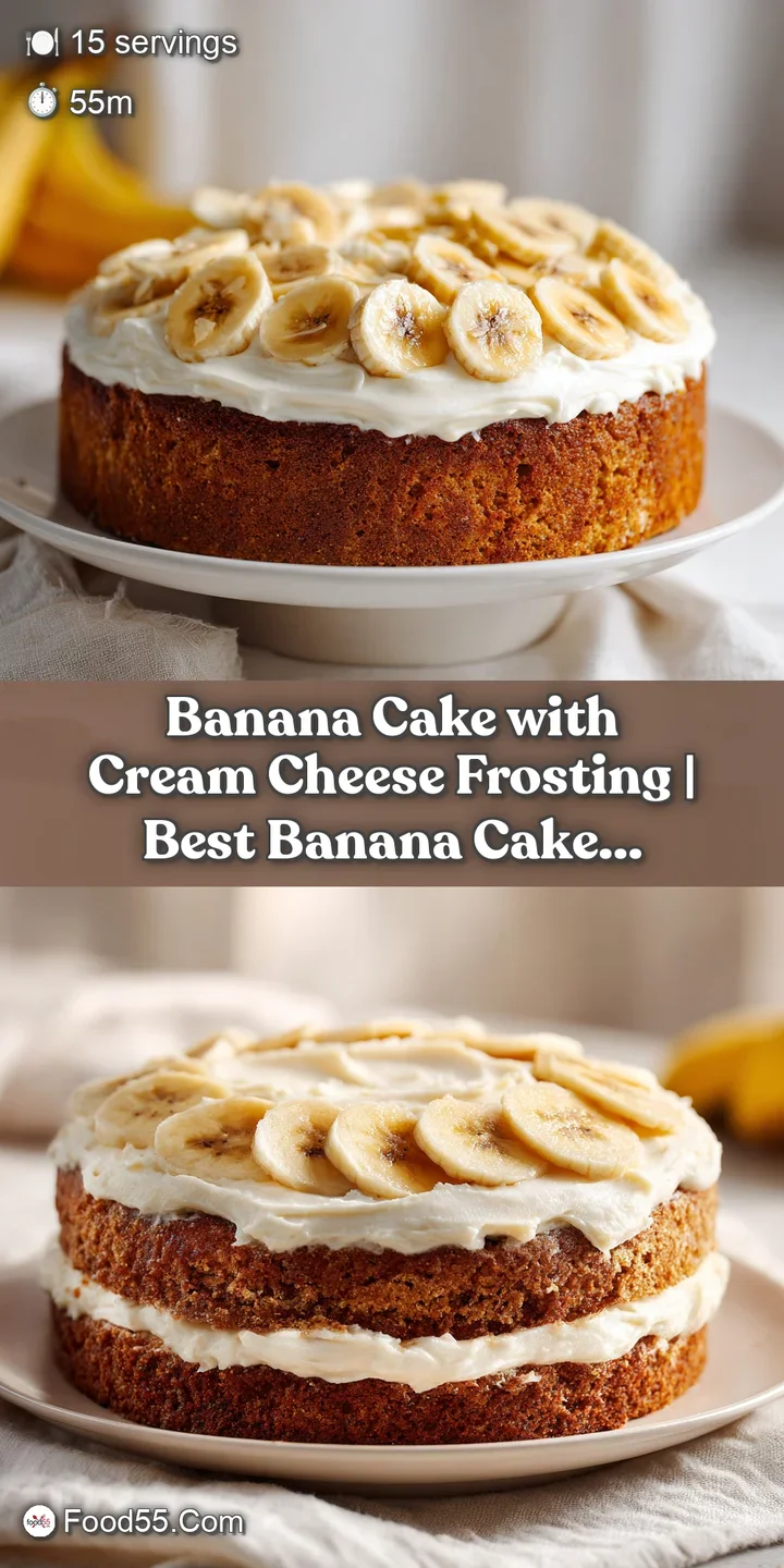 Close-up of fluffy banana cake texture beneath creamy white cream cheese frosting, glistening.