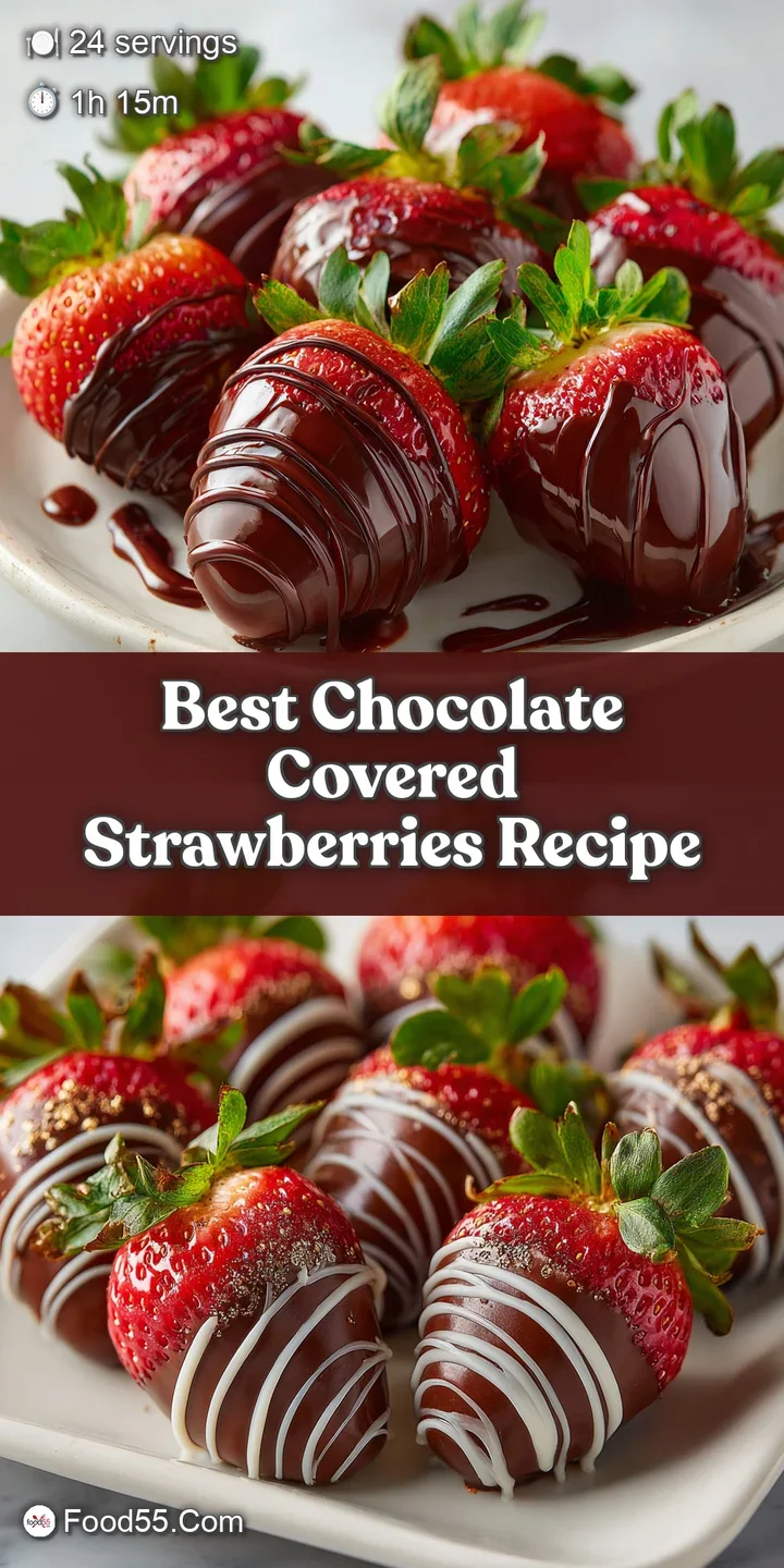 Close-up of a dark chocolate covered strawberry, glistening with smooth chocolate. The plump berry promises a juicy, delic...