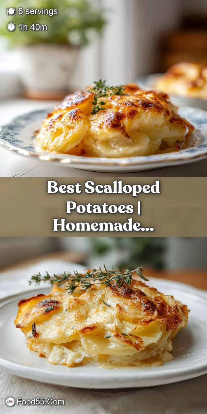 A close-up view of tender potato layers, coated in rich, golden-brown, bubbling cheese sauce.