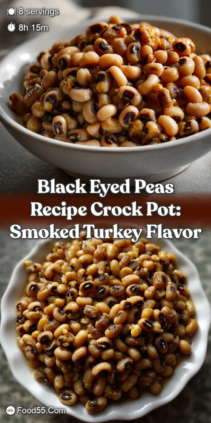 Close-up of a steaming bowl of black-eyed peas. Tender beans and vegetables simmer in a rich, flavorful broth, an inviting...