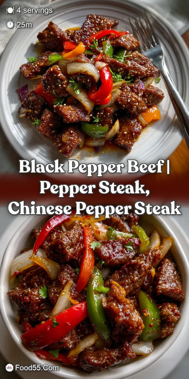 Close-up of succulent beef coated in a thick, glossy glaze, with visible cracked black pepper. A tantalizing aroma rises f...