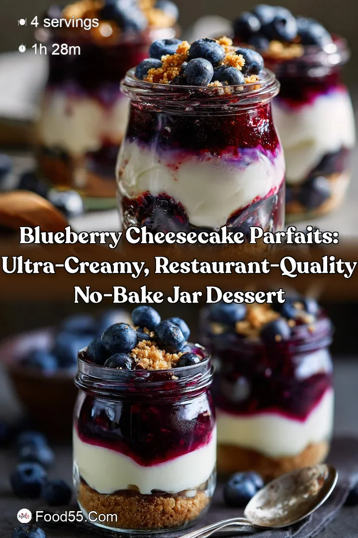 Blueberry Cheesecake Parfaits: Ultra-Creamy Restaurant-Quality No-Bake Jar Dessert