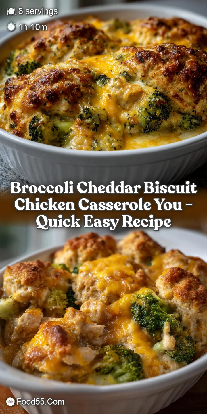 Broccoli Cheddar Biscuit Chicken Casserole You - Quick Easy Recipe