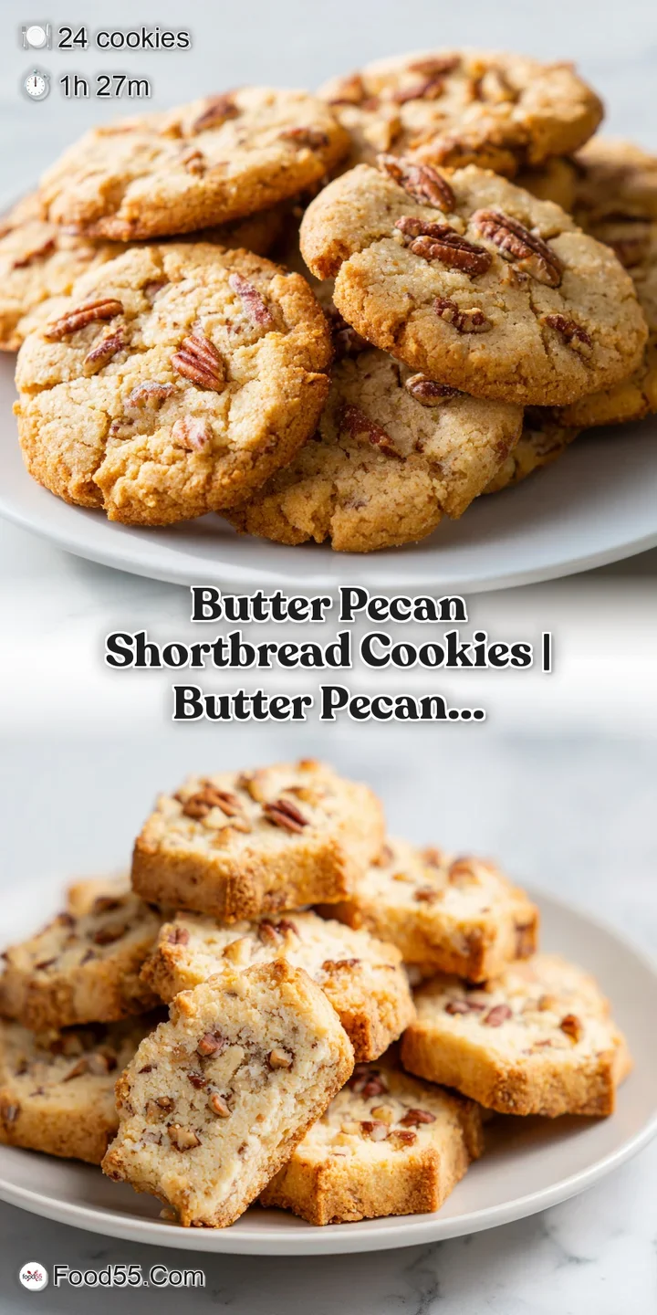Close-up of a crumbly, buttery biscuit showing toasted pecan bits and a delicate, sandy golden-brown texture