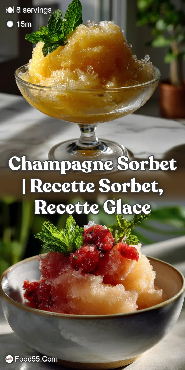 Close-up of champagne sorbet, showing tiny bubbles and a glistening, slightly granular texture. A cool, inviting, icy treat.