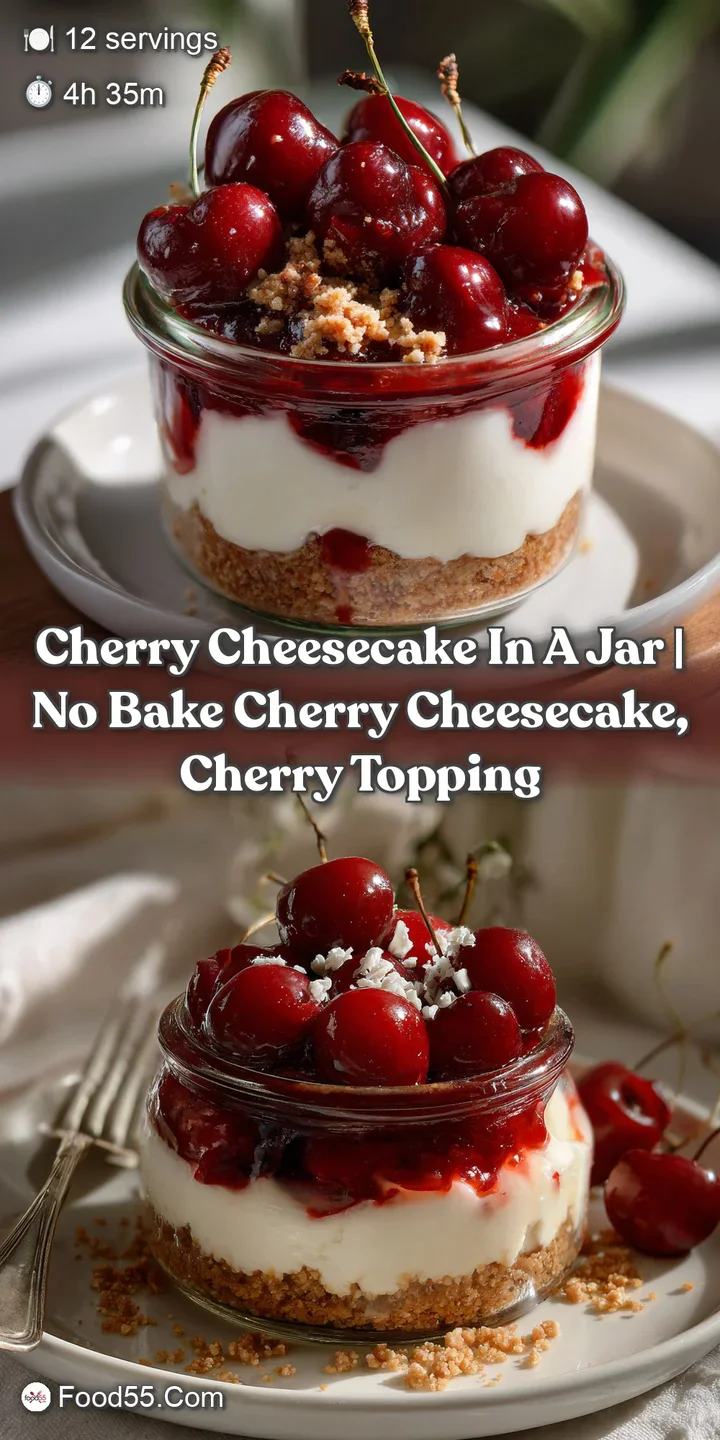Cherry Cheesecake in a Jar | No Bake Cherry Cheesecake Cherry Topping