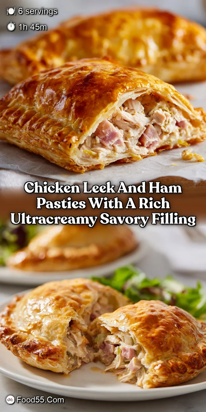 Chicken leek and ham pasties with a rich ultracreamy savory filling