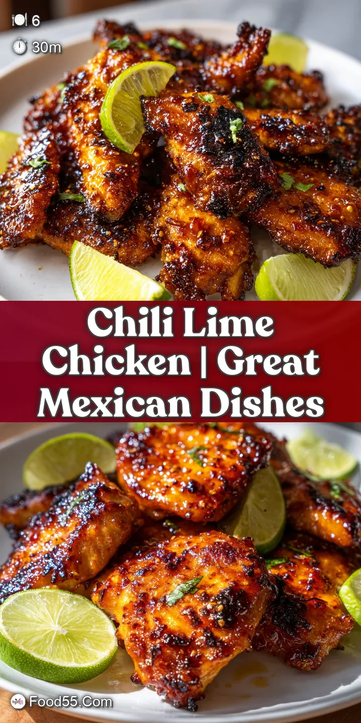 Close-up of glazed chicken pieces showing glistening juices, charred skin, and a sprinkle of red chili flakes.