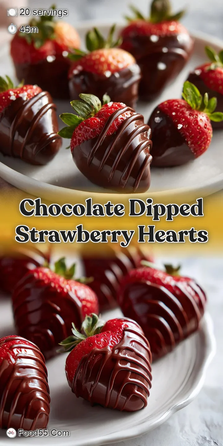 Close-up view of a chocolate-dipped strawberry heart. The glossy chocolate coating and juicy strawberry create an irresist...