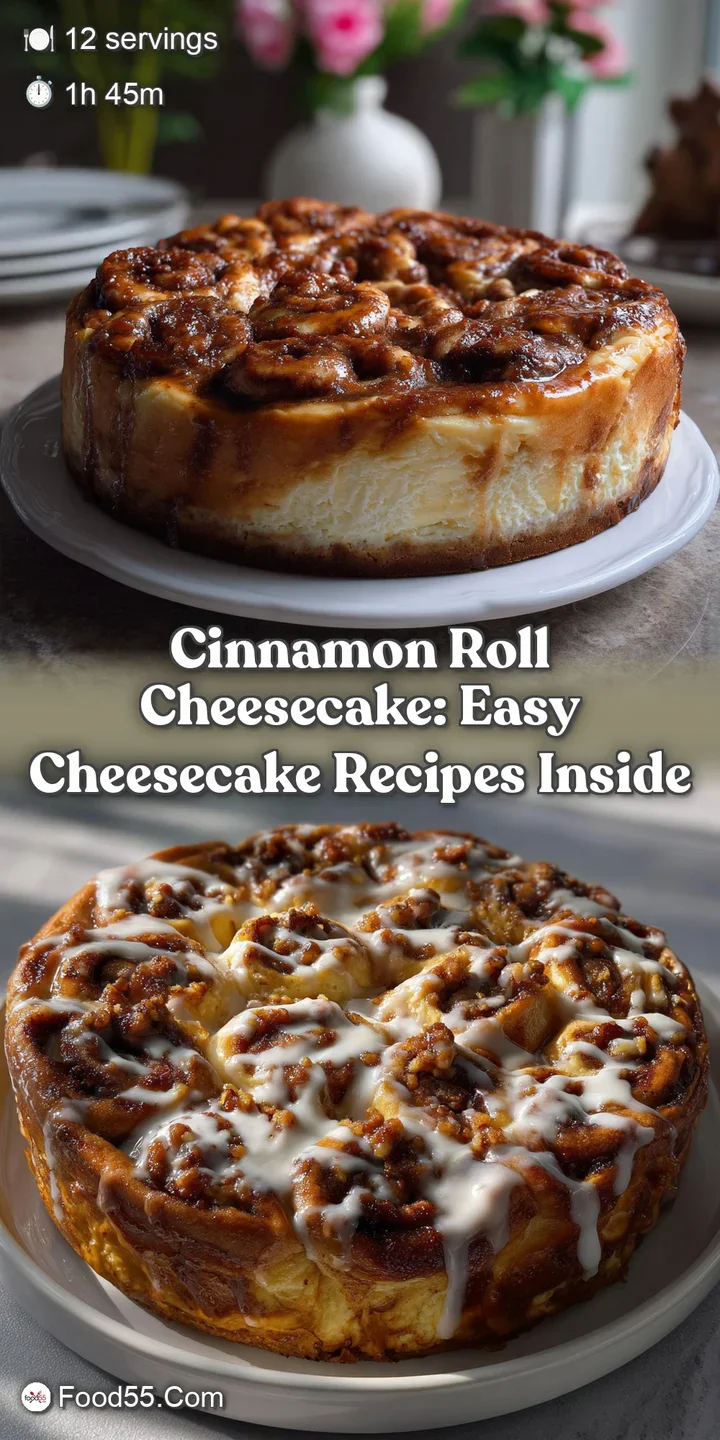 Creamy cheesecake with warm cinnamon swirls, a decadent treat. The glazed top glistens, promising a melt-in-your-mouth exp...