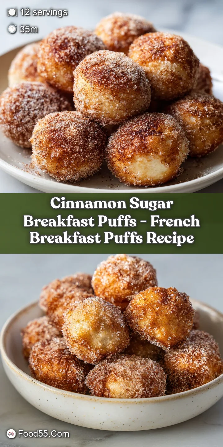 Close-up of a warm, glistening cinnamon sugar puff. Crispy, golden-brown exterior coated in sugar crystals, capturing thei...