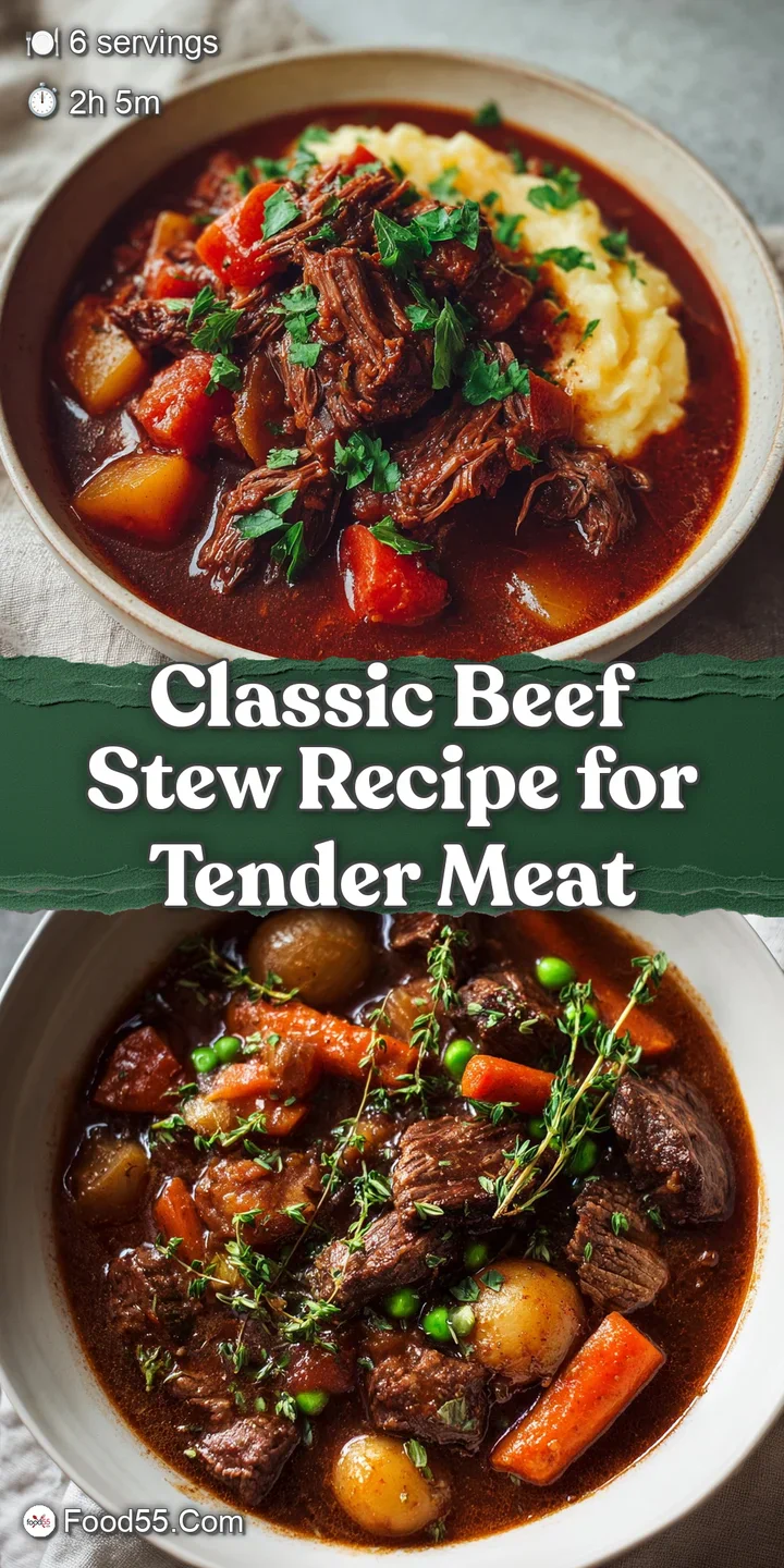 Close-up shot showcasing the depth of color in this beef stew. You can see the perfectly browned beef and soft, yielding v...