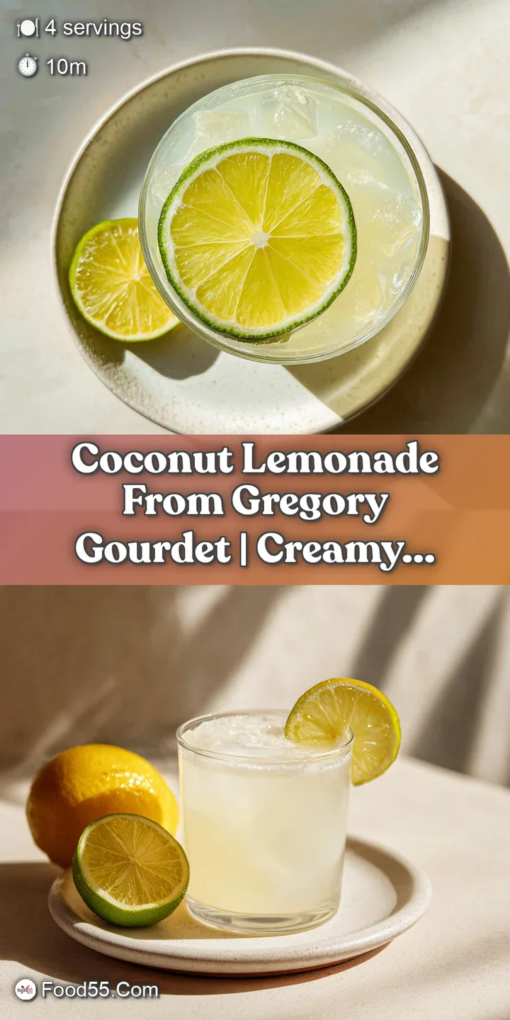 Close-up of creamy coconut lemonade. Tiny ice crystals sparkle on the surface, highlighting the drink's cool, refreshing t...