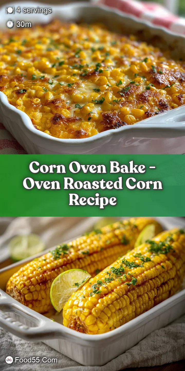 Close-up of juicy, oven-roasted corn; browned kernels glistening with melted butter, showcasing inviting warmth and subtle...