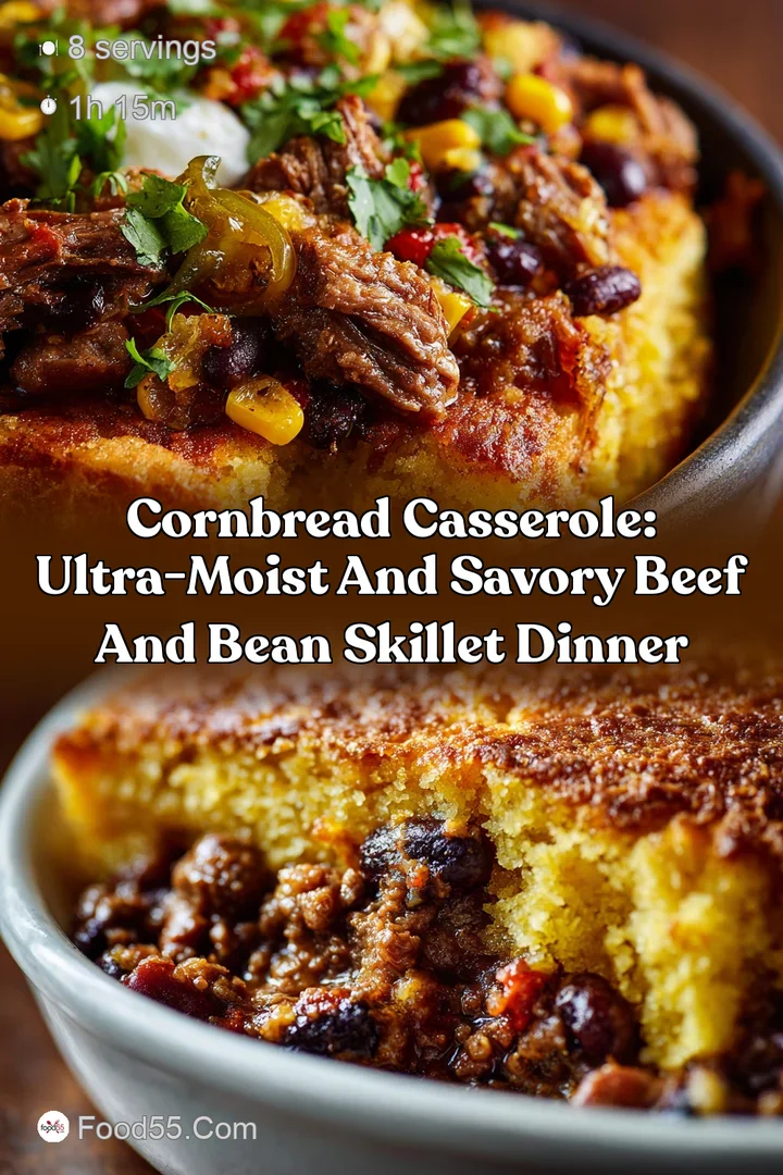 Cornbread Casserole: Ultra-Moist and Savory Beef and Bean Skillet Dinner