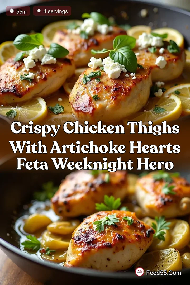 Crispy Chicken Thighs with Artichoke Hearts Feta Weeknight Hero