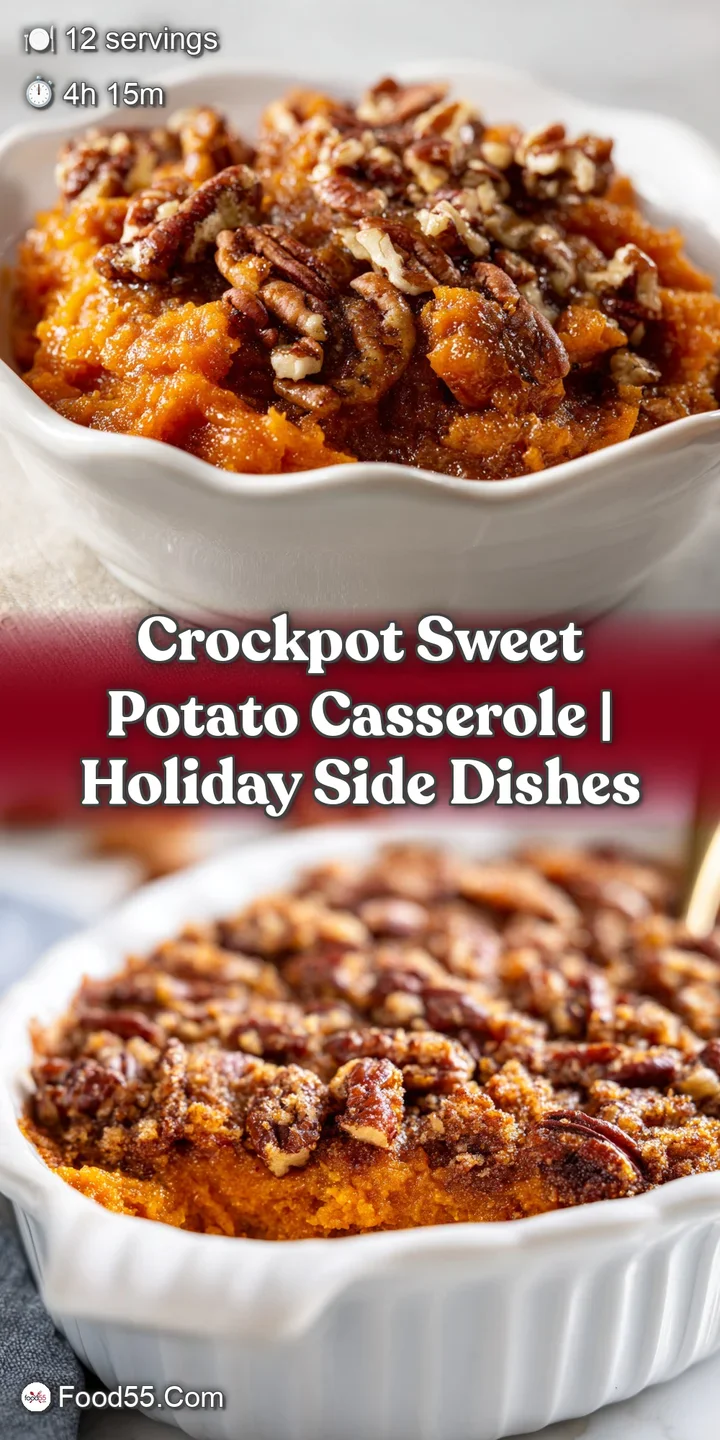Close-up of bubbling, golden sweet potato casserole with a rich pecan topping, invitingly warm.